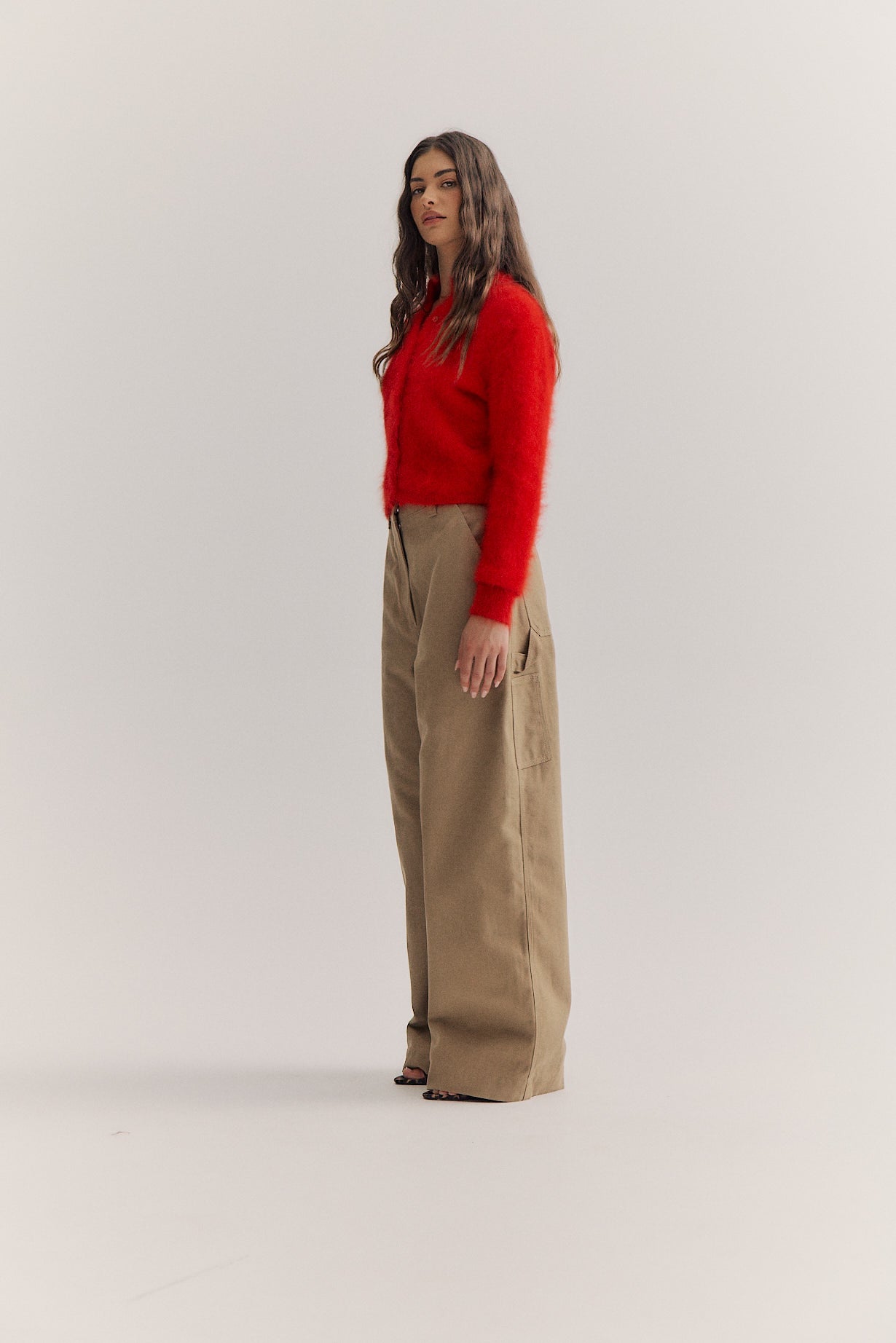Bella Button up Cardigan - Flame