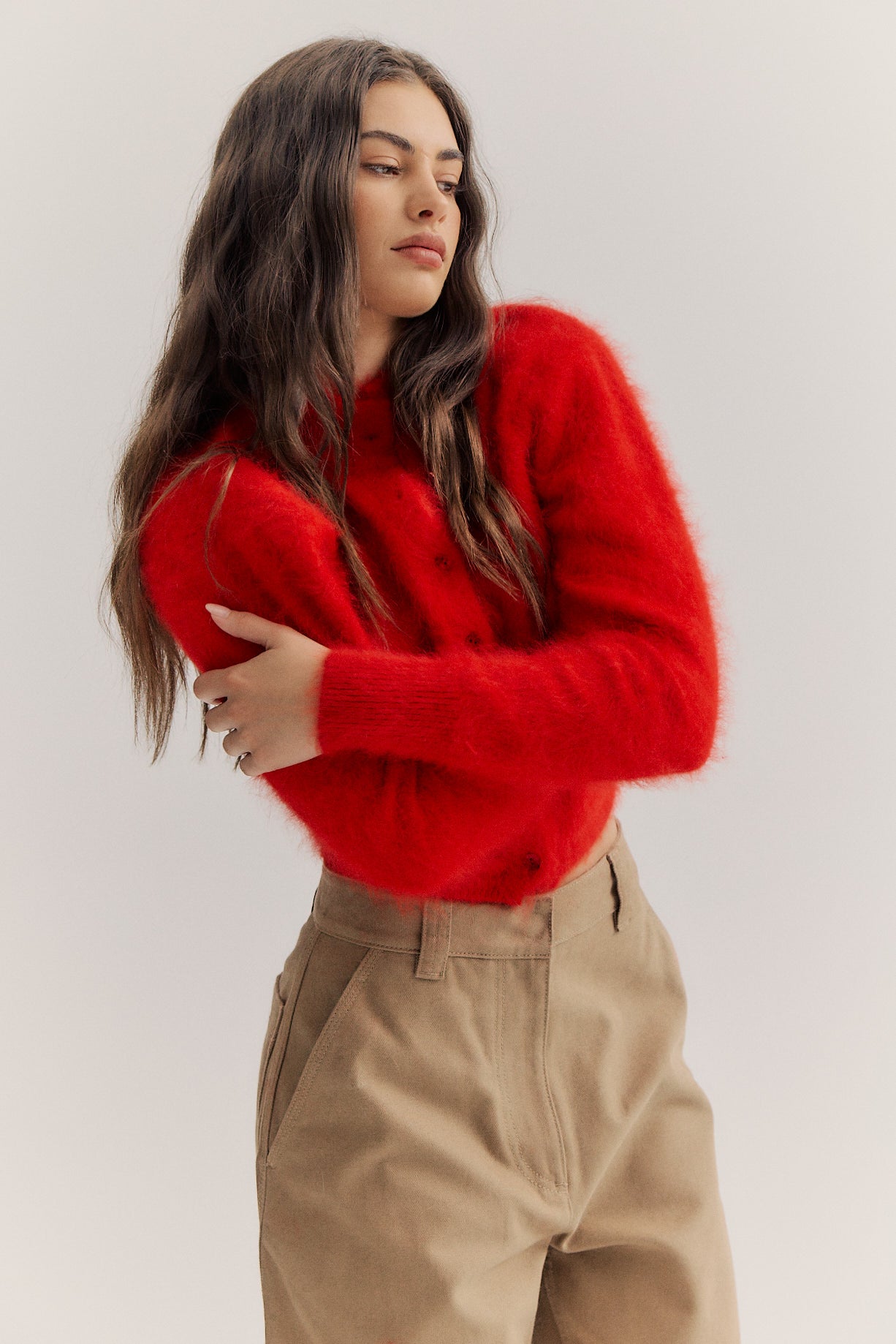 Bella Button up Cardigan - Flame