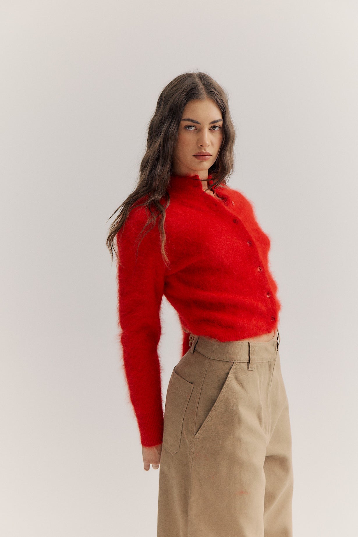 Bella Button up Cardigan - Flame