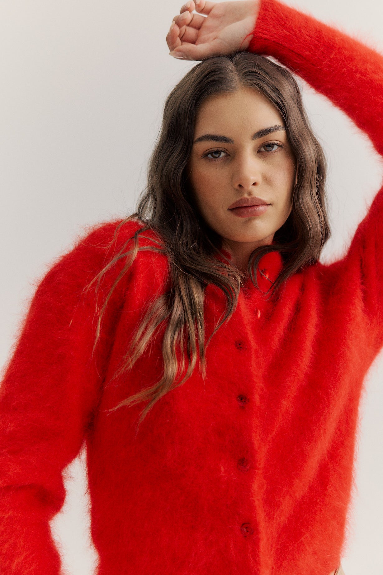 Bella Button up Cardigan - Flame