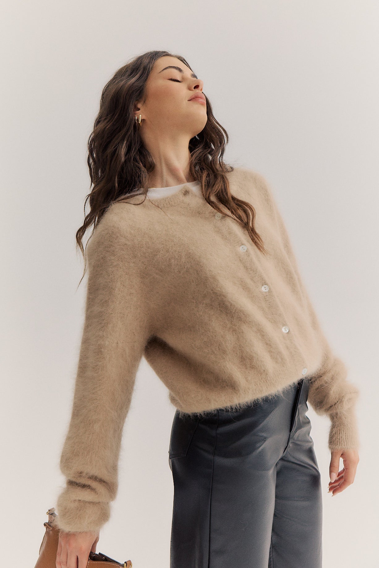 Frankie Crew Cardigan - Latte