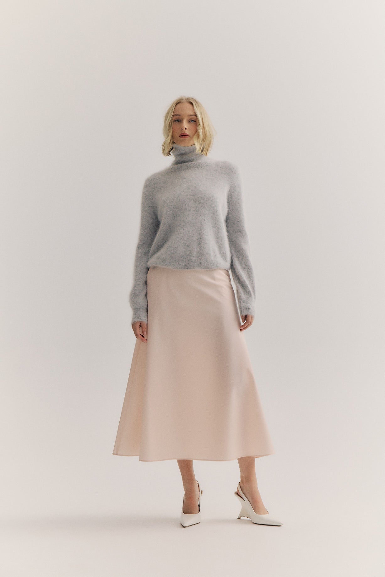 Maya Roll Neck Knit - Light Grey