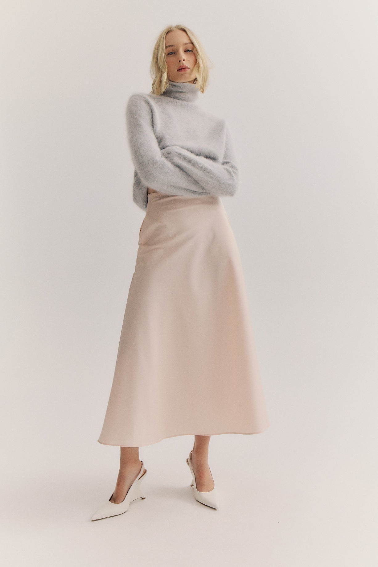 Maya Roll Neck Knit - Light Grey