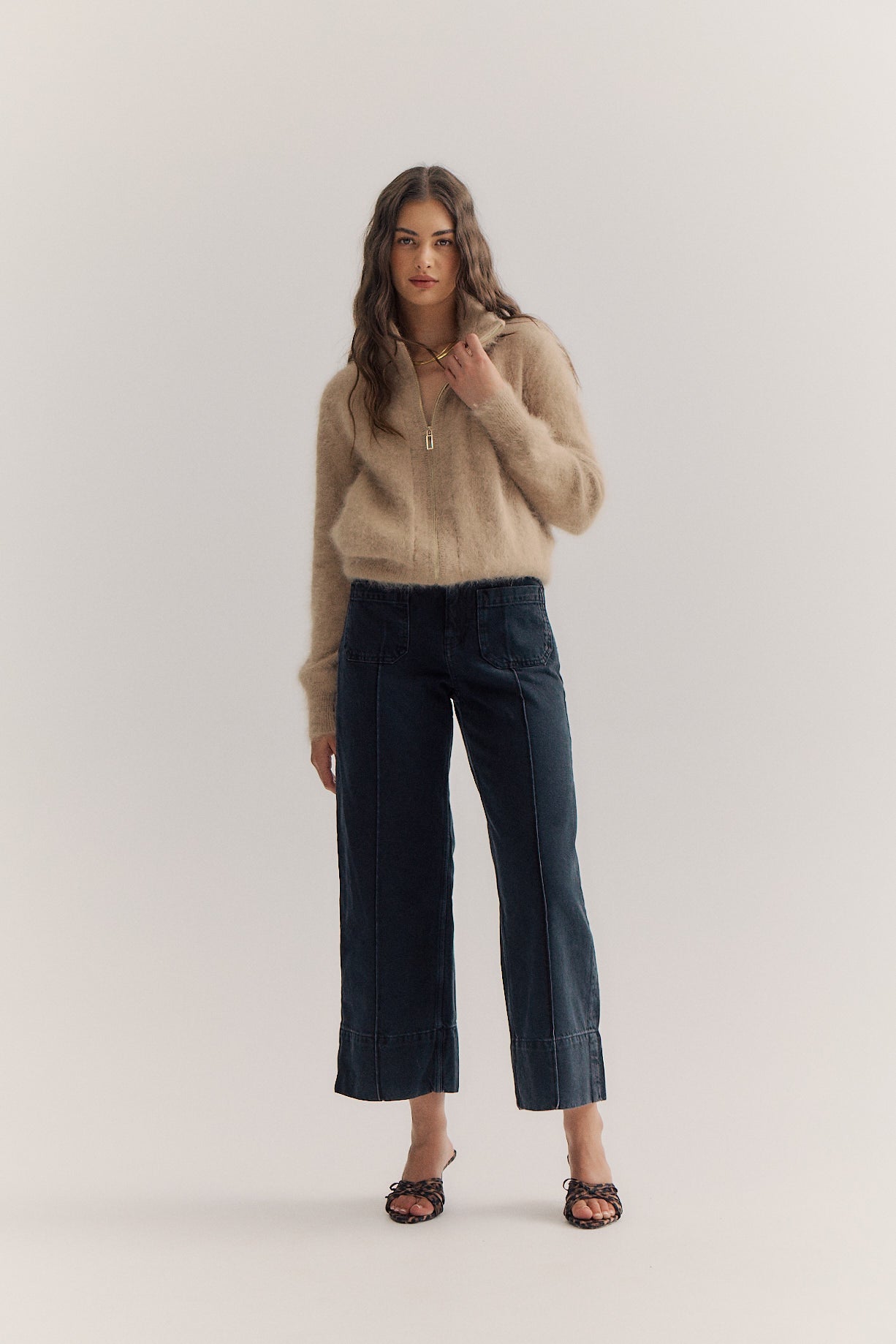 Felix Zip Cardigan - Latte