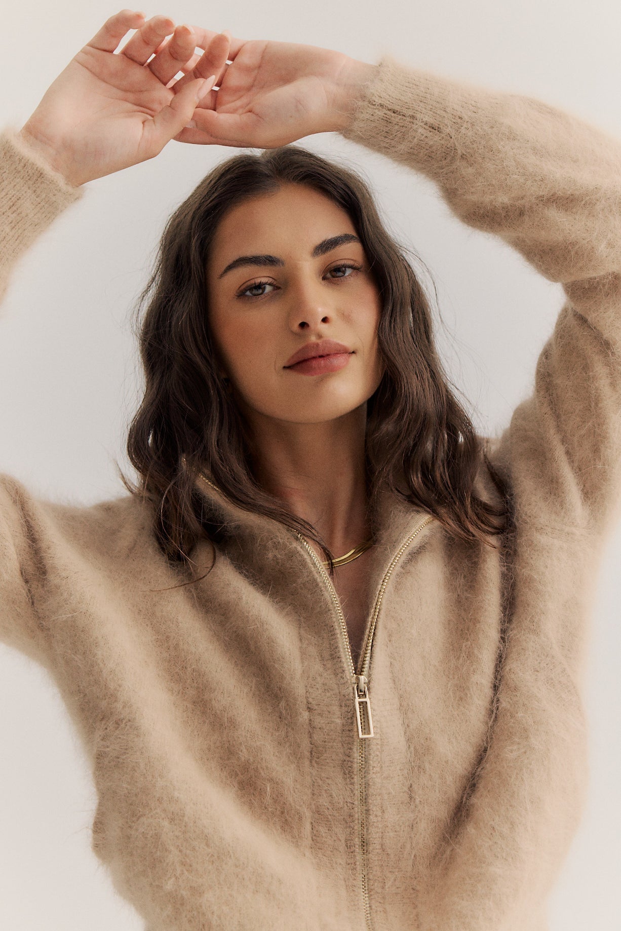 Felix Zip Cardigan - Latte