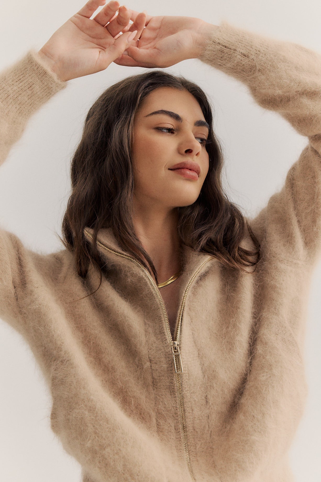 Felix Zip Cardigan - Latte