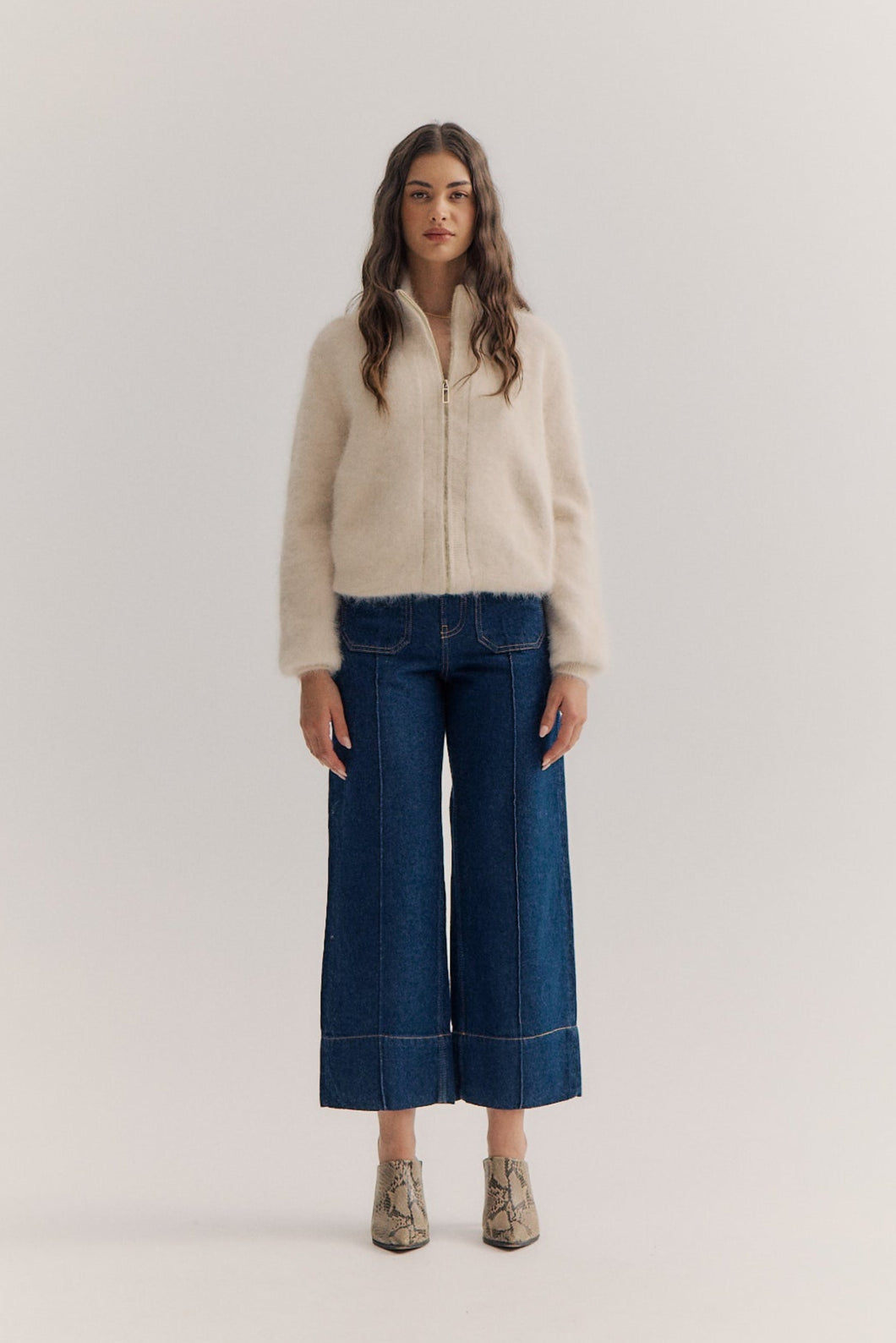 Felix Zip Cardigan - Oatmeal