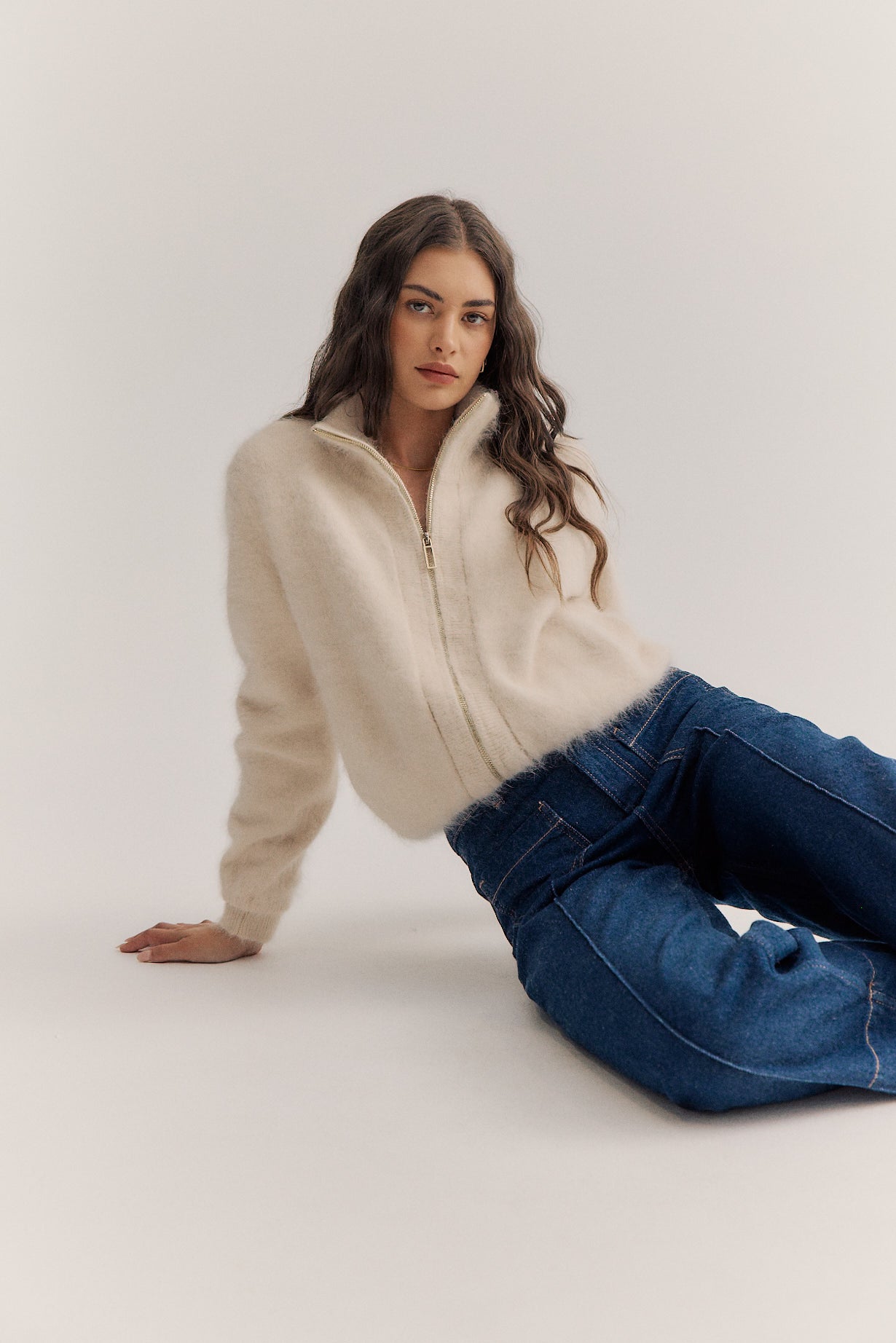 Felix Zip Cardigan - Oatmeal
