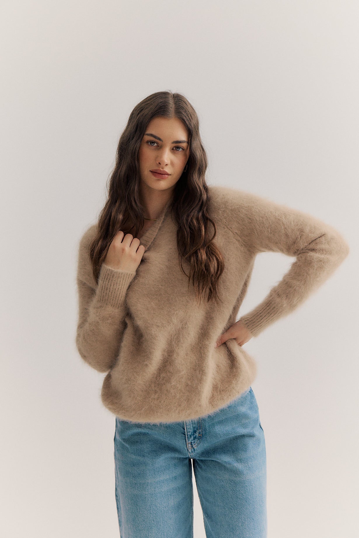 Adele Crew Neck Knit - Latte