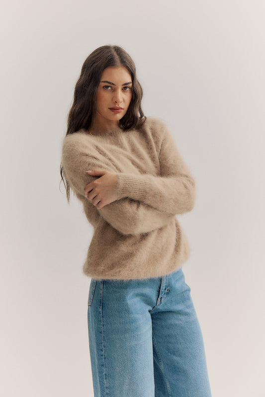 Adele Crew Neck Knit - Latte