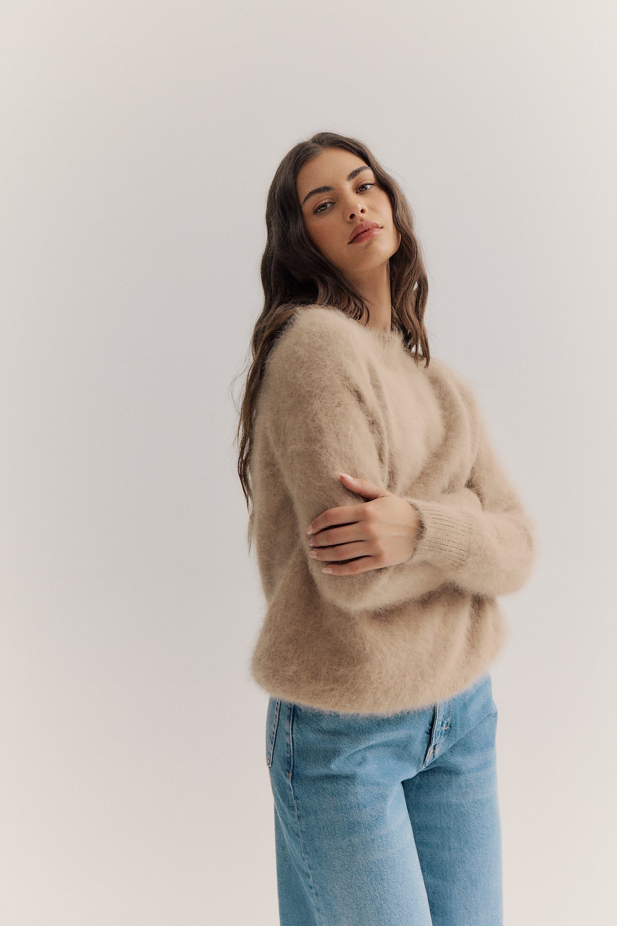Adele Crew Neck Knit - Latte