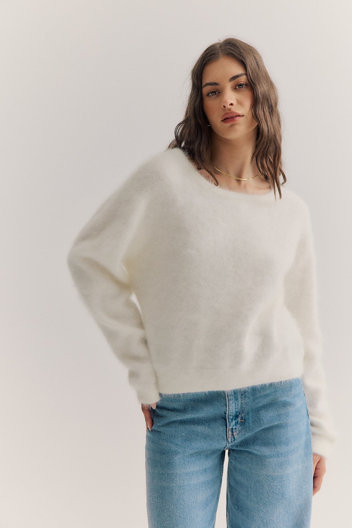 Stella Boat Neck Knit - Snow
