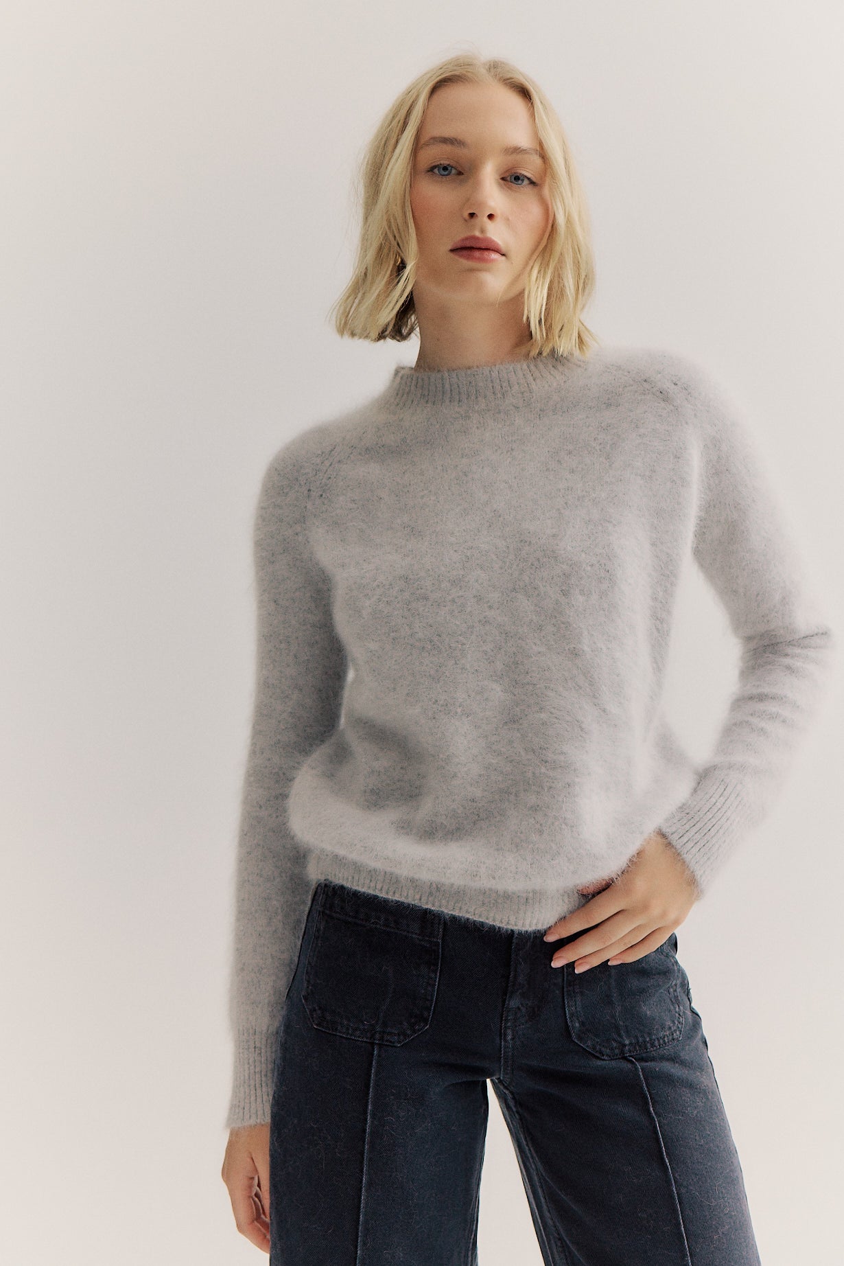 Adele Crew Neck Knit - Light Grey