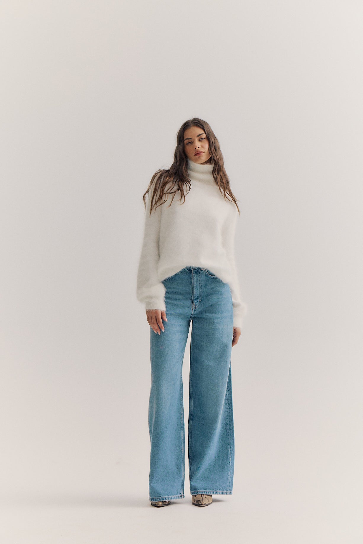 Maya Roll Neck Knit - Snow