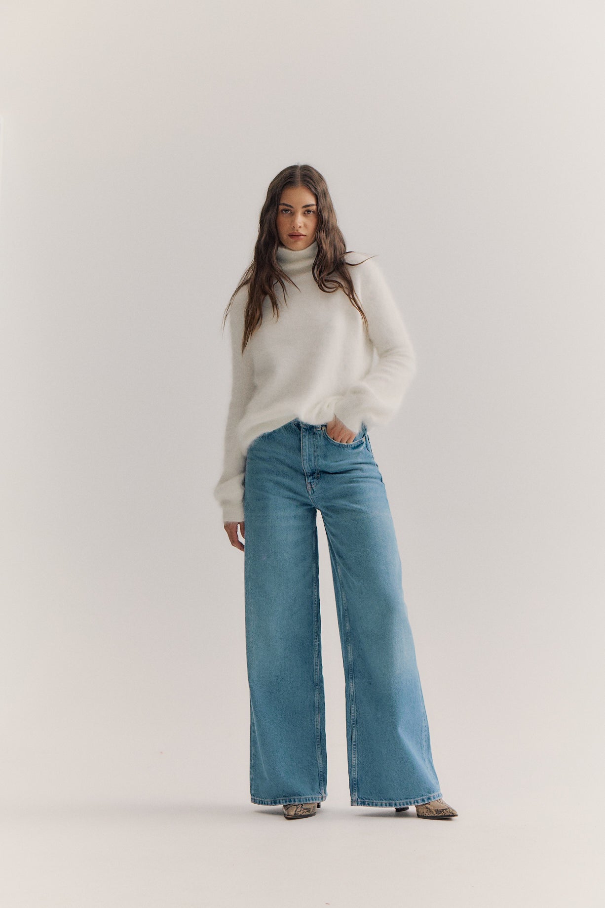 Maya Roll Neck Knit - Snow