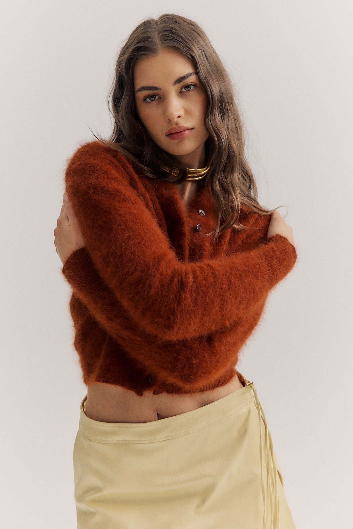 Bella Button up Cardigan - Chocolate