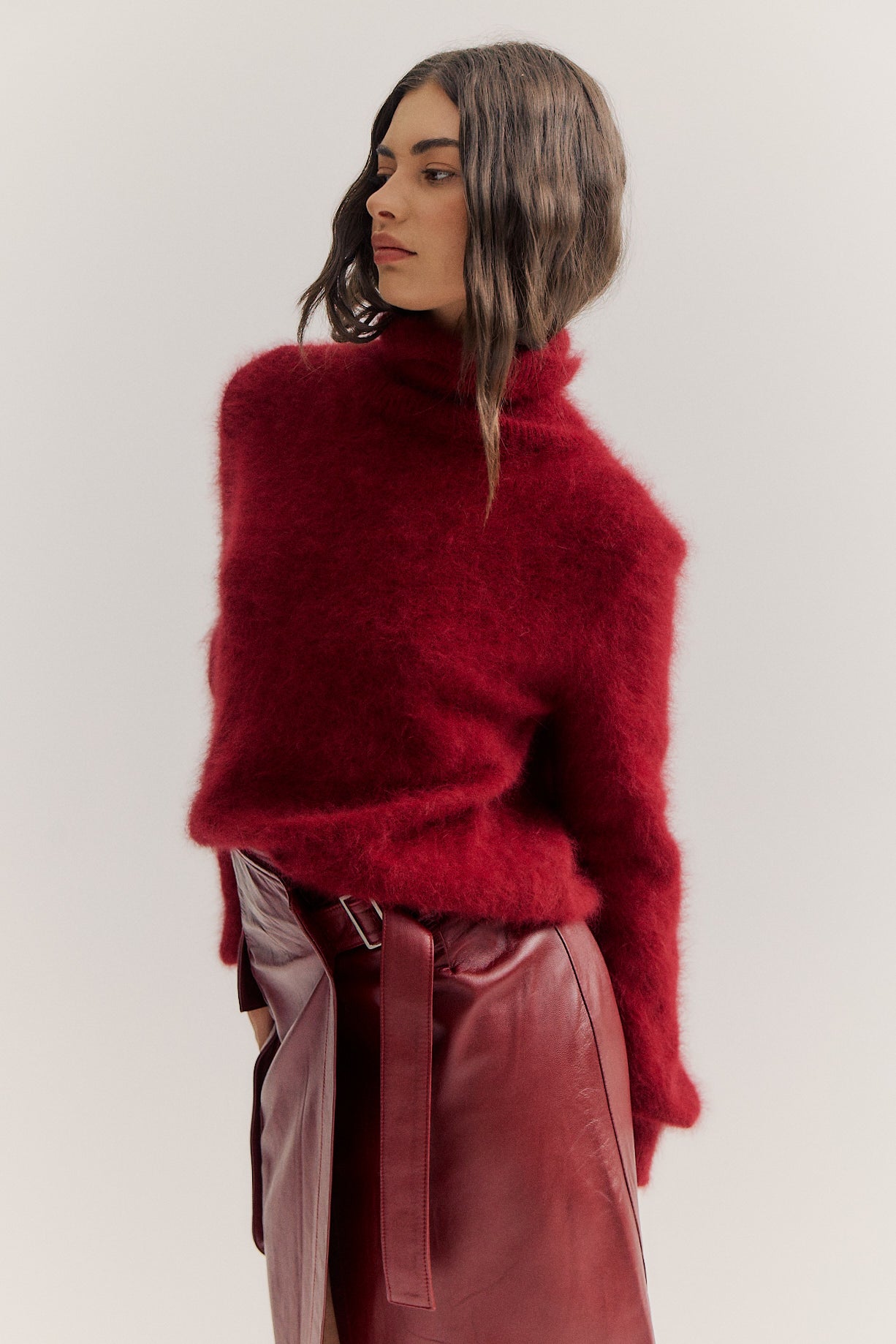 Maya Roll Neck Knit - Merlot