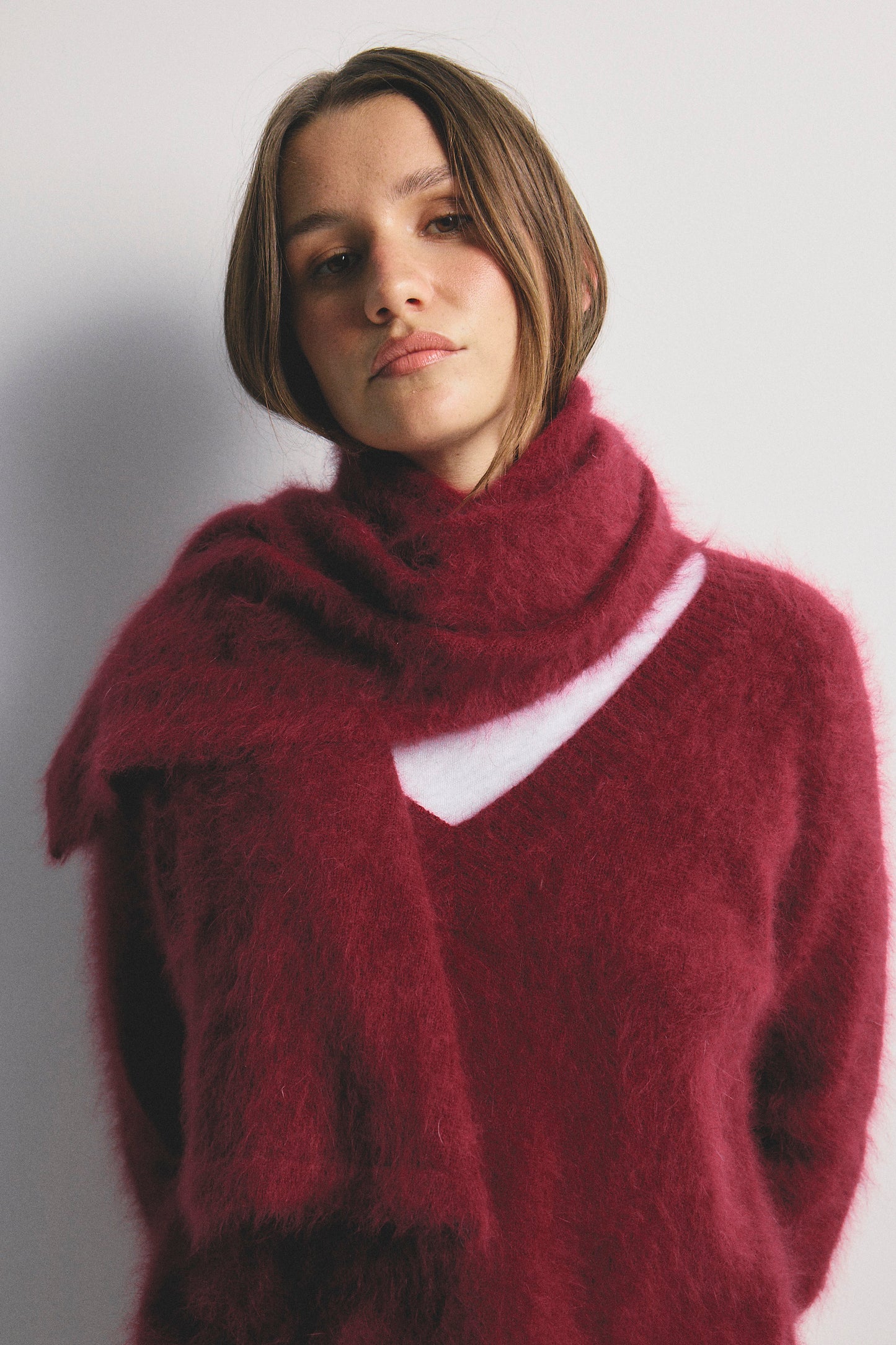 Olivia V-Neck Knit - Cerise