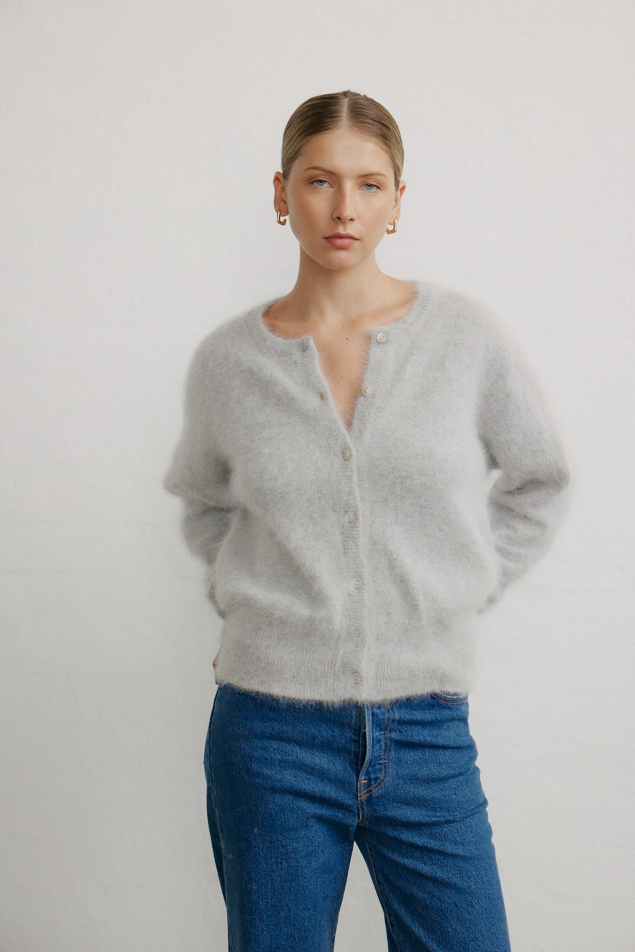 Frankie Crew Cardigan - Light Grey