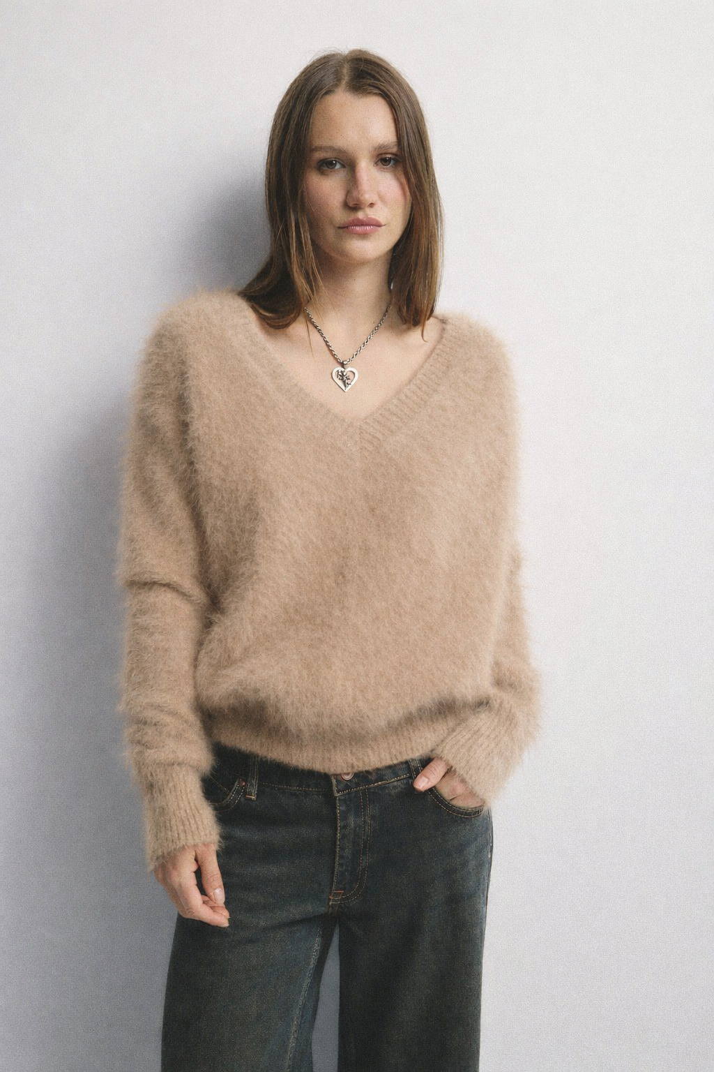 Olivia V-Neck Knit - Latte