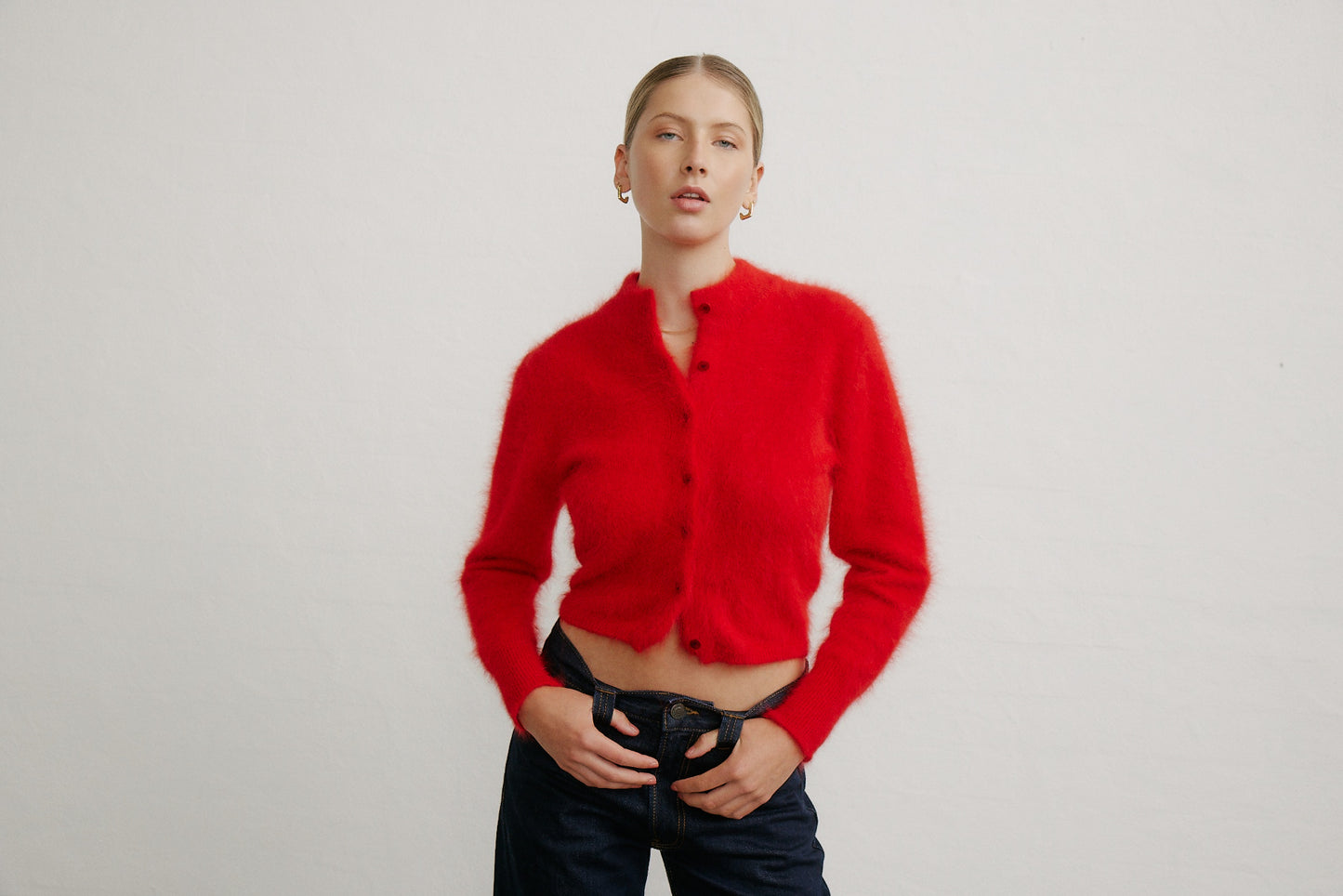 Bella Button up Cardigan - Flame