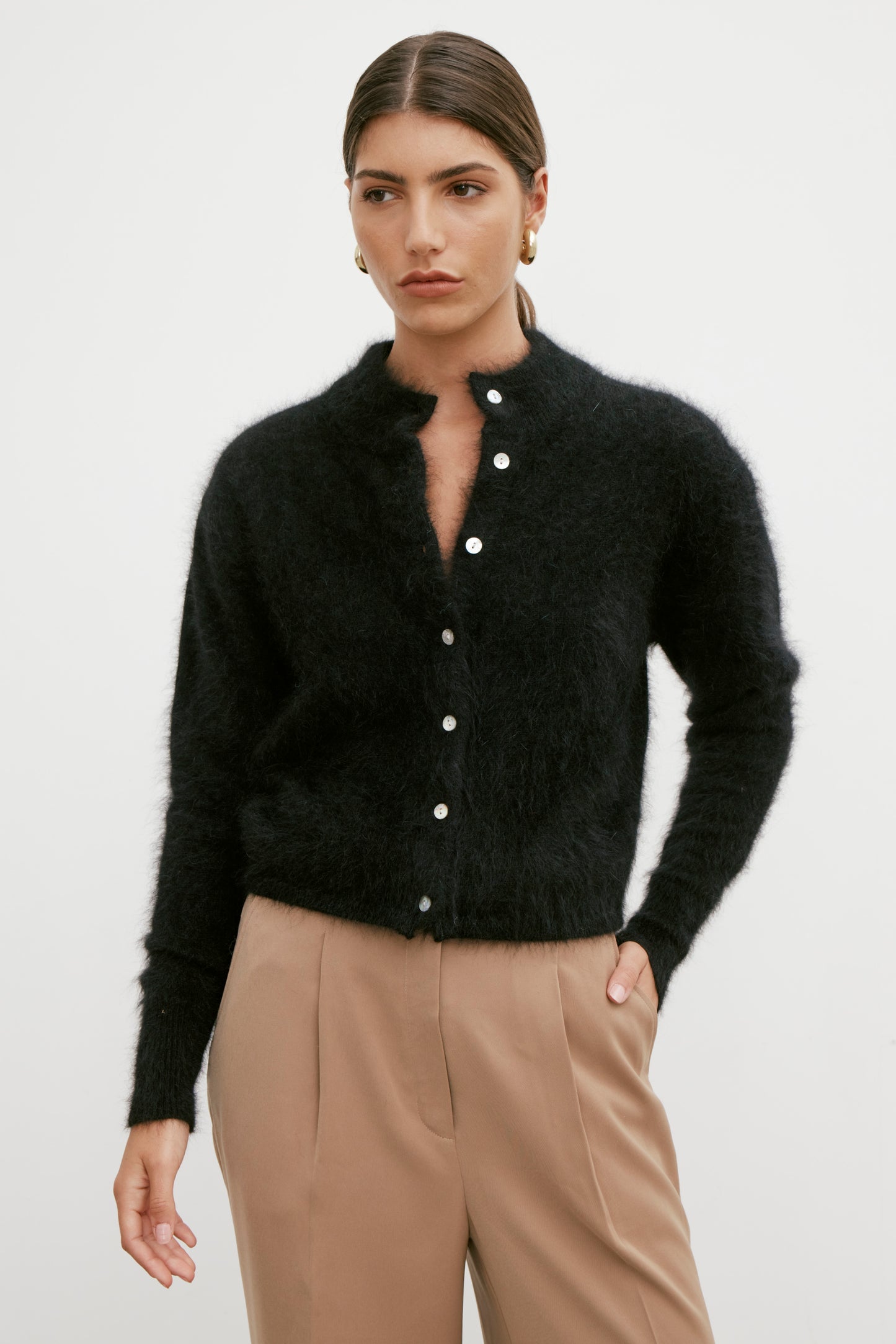Bella Button up Cardigan - Black