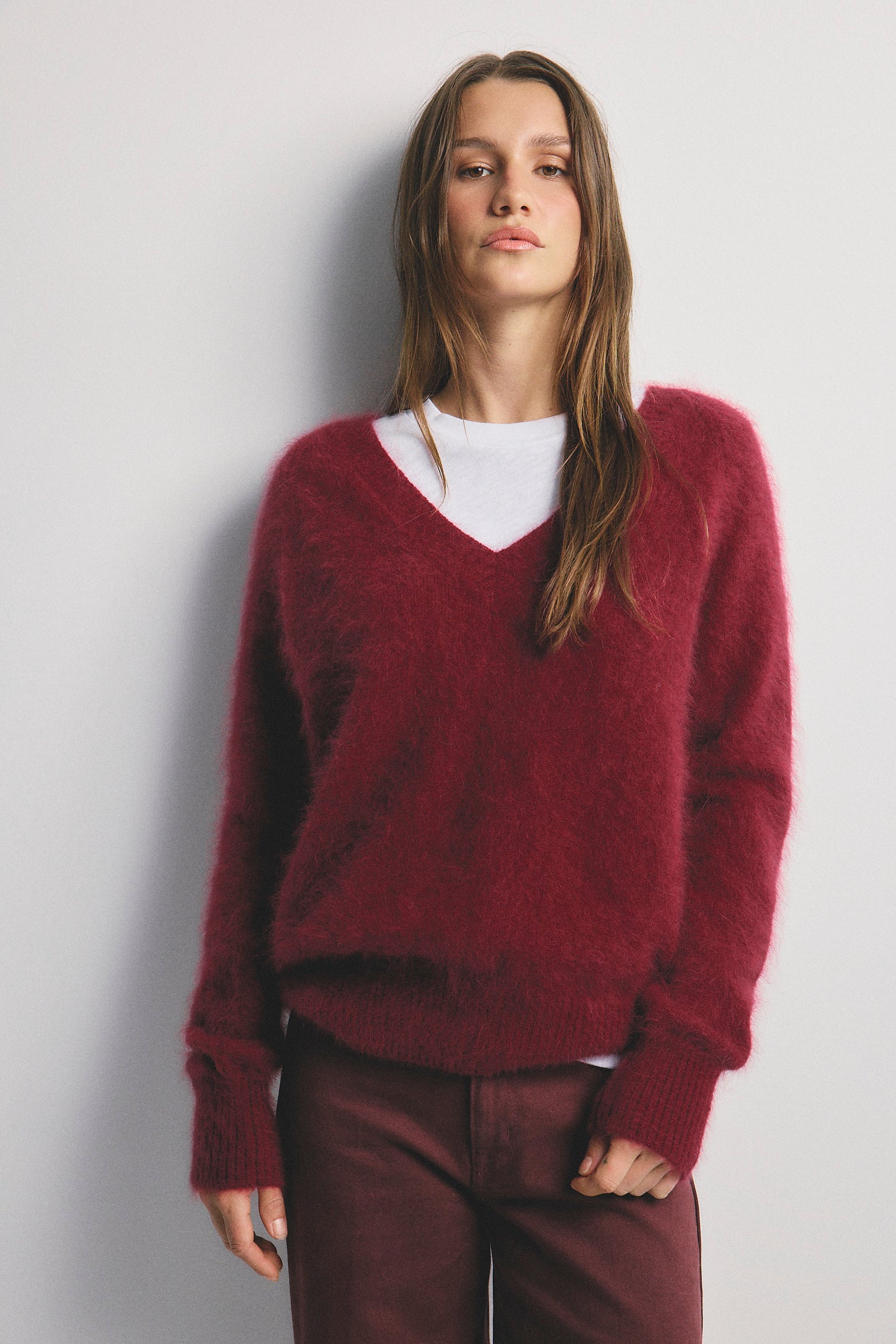 Olivia V-Neck Knit - Cerise
