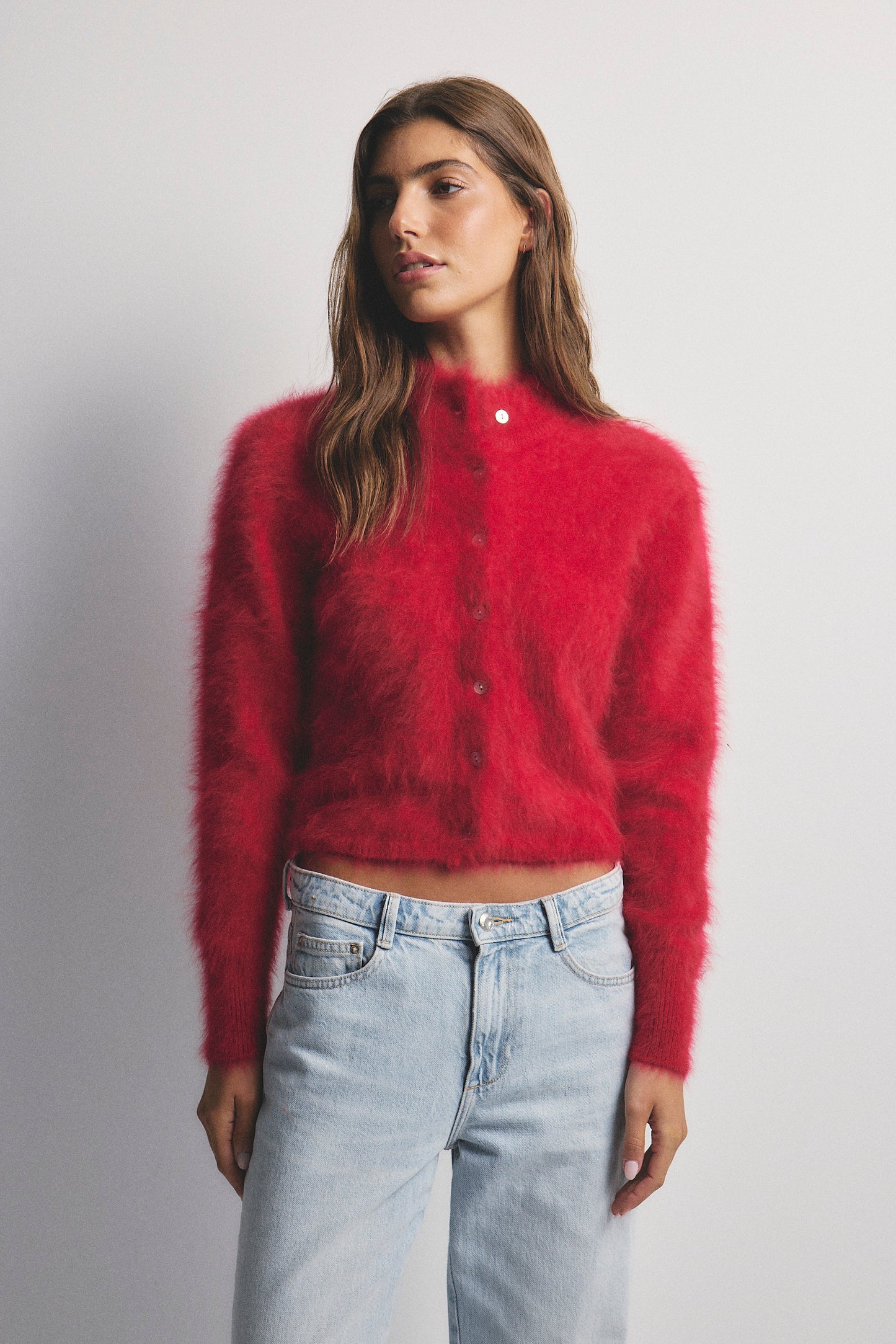 Bella Button up Cardigan - Flame