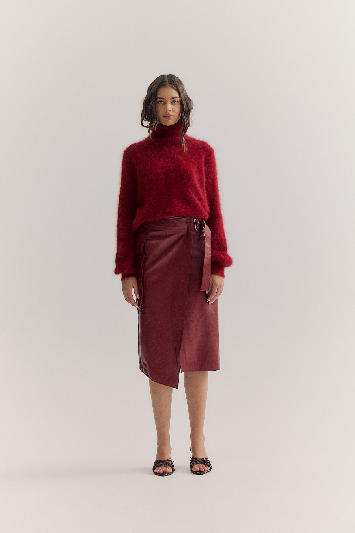 Maya Roll Neck Knit - Merlot