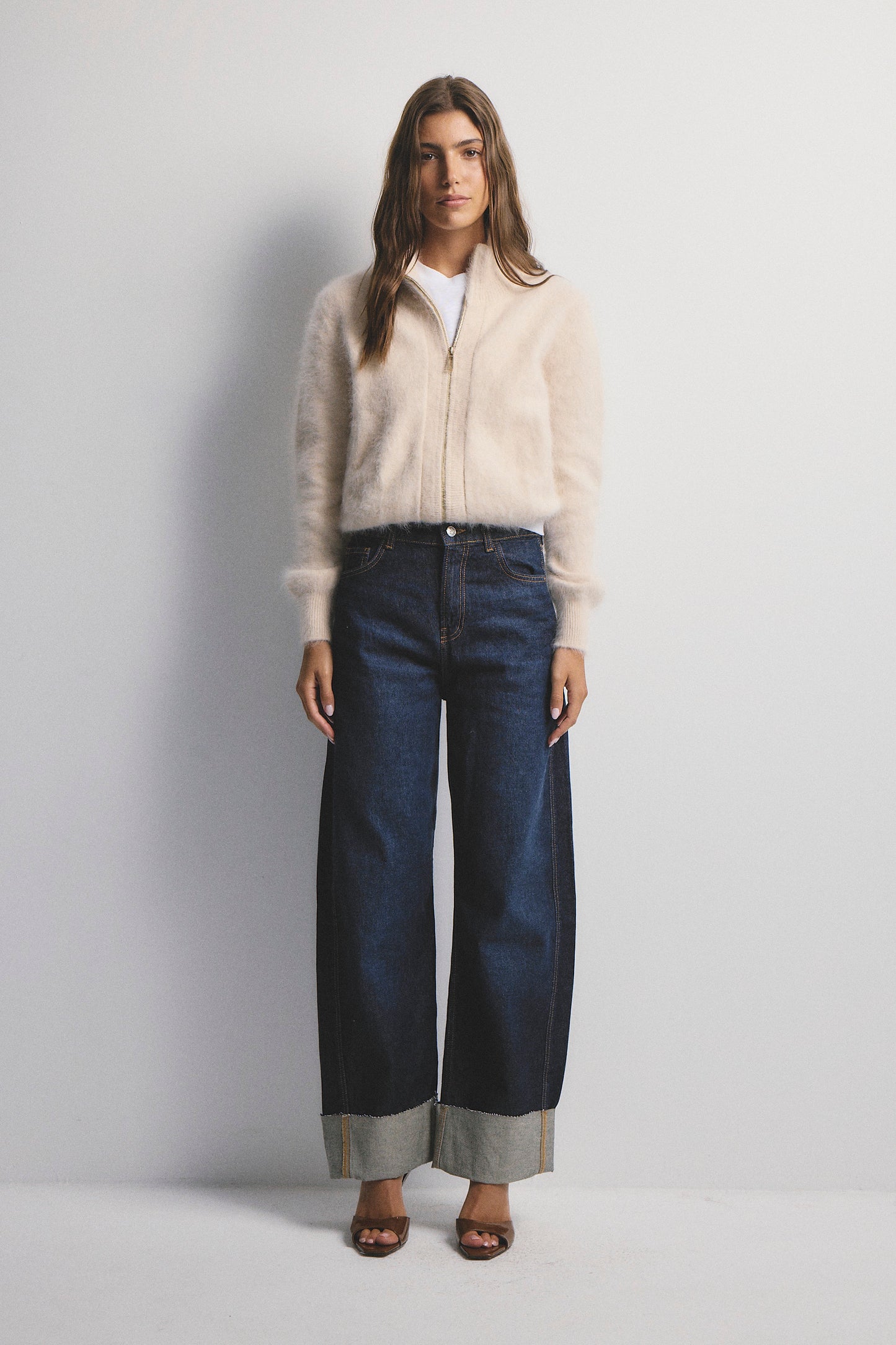Felix Zip Cardigan - Oatmeal