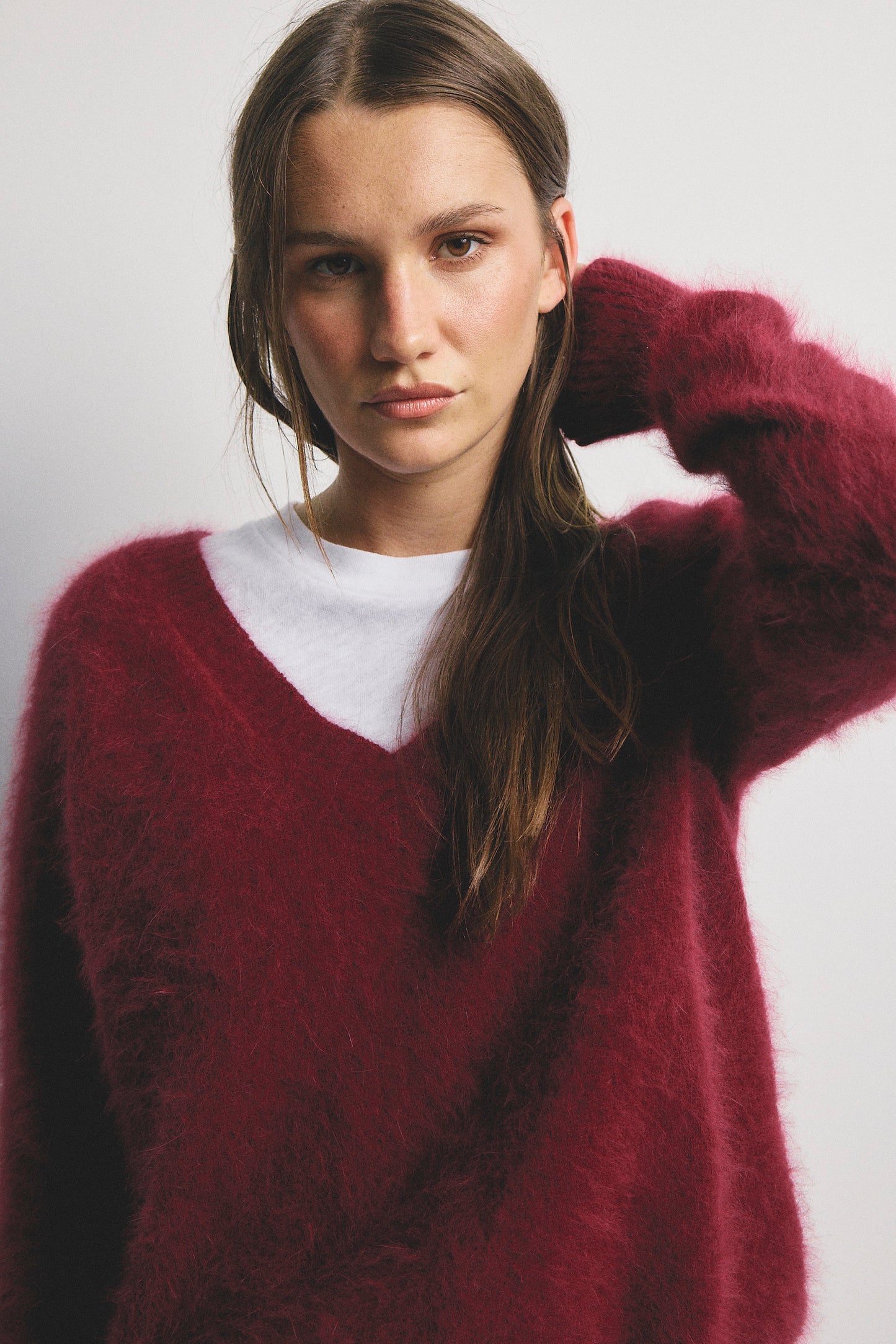 Olivia V-Neck Knit - Cerise