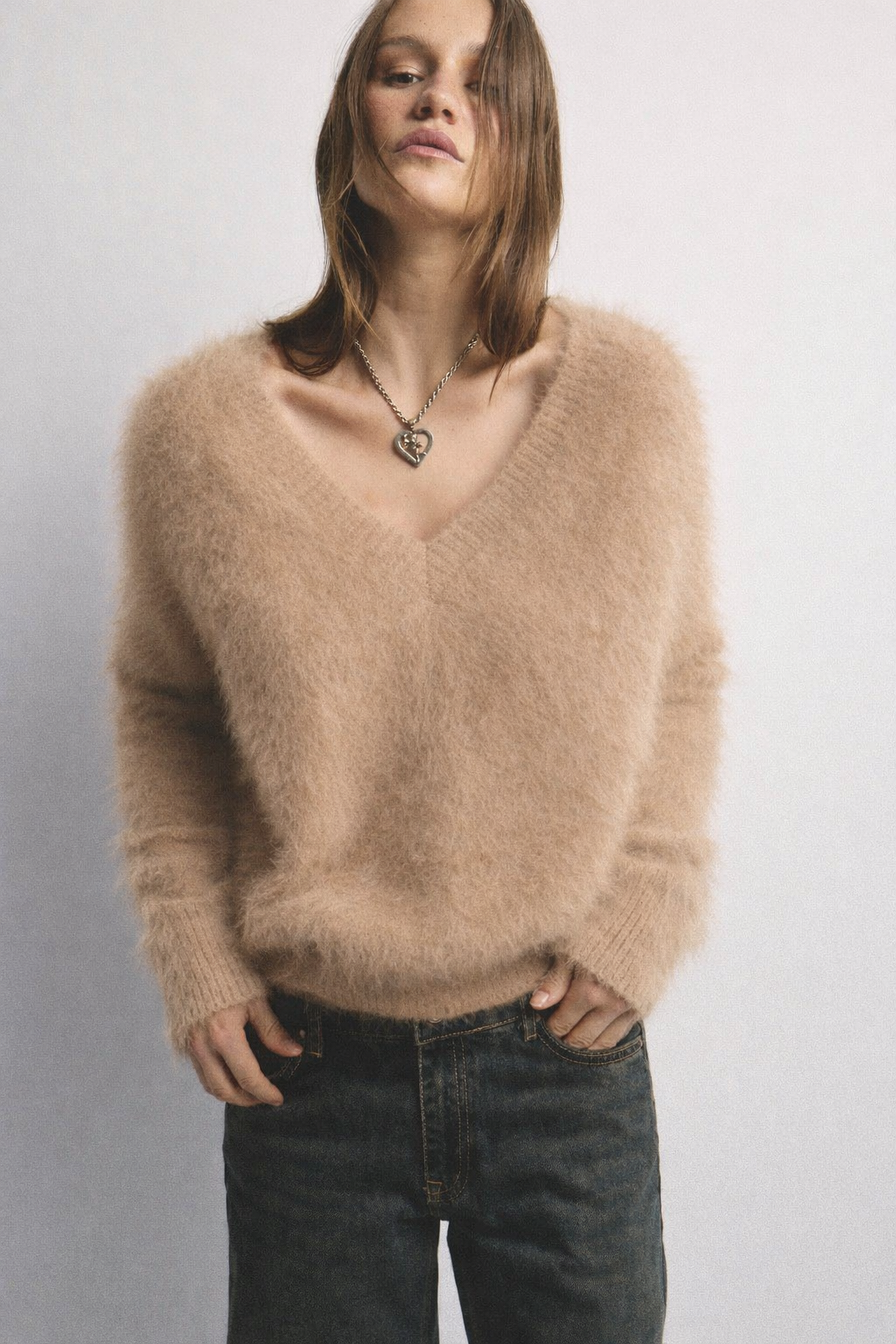 Olivia V-Neck Knit - Latte