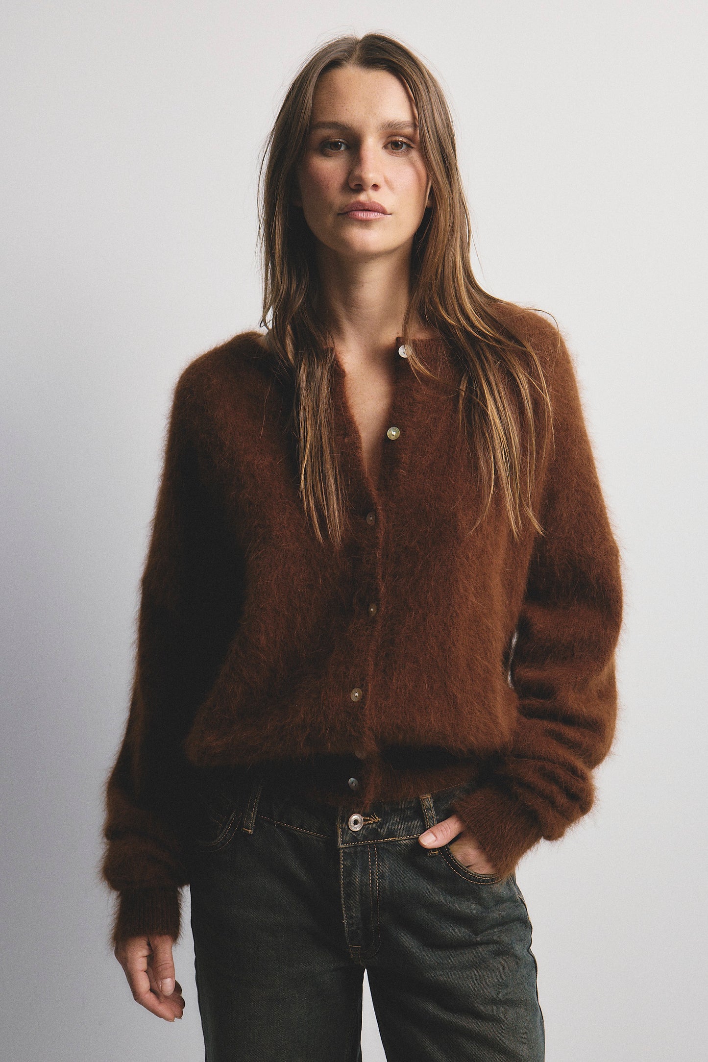 Frankie Crew Cardigan - Chocolate