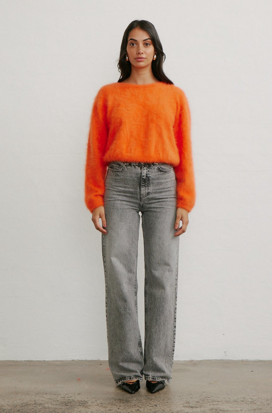 Stella Boat Neck Knit - Tangarine