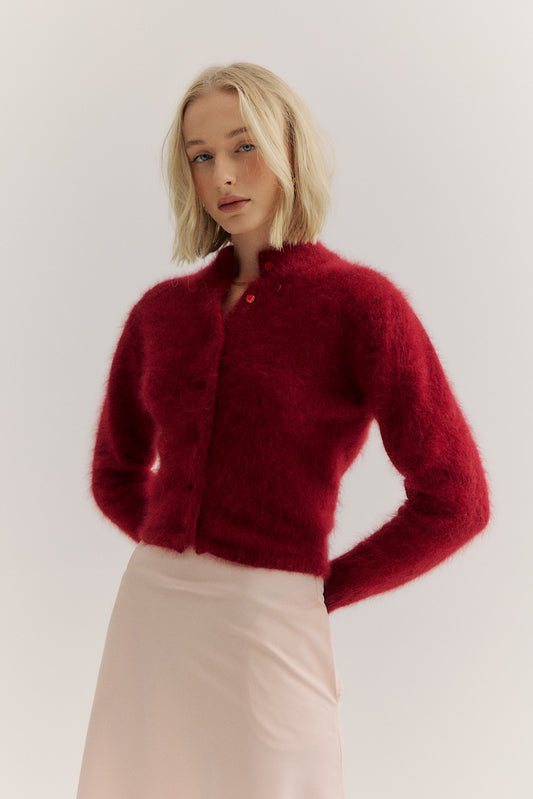 Bella Button up Cardigan - Merlot