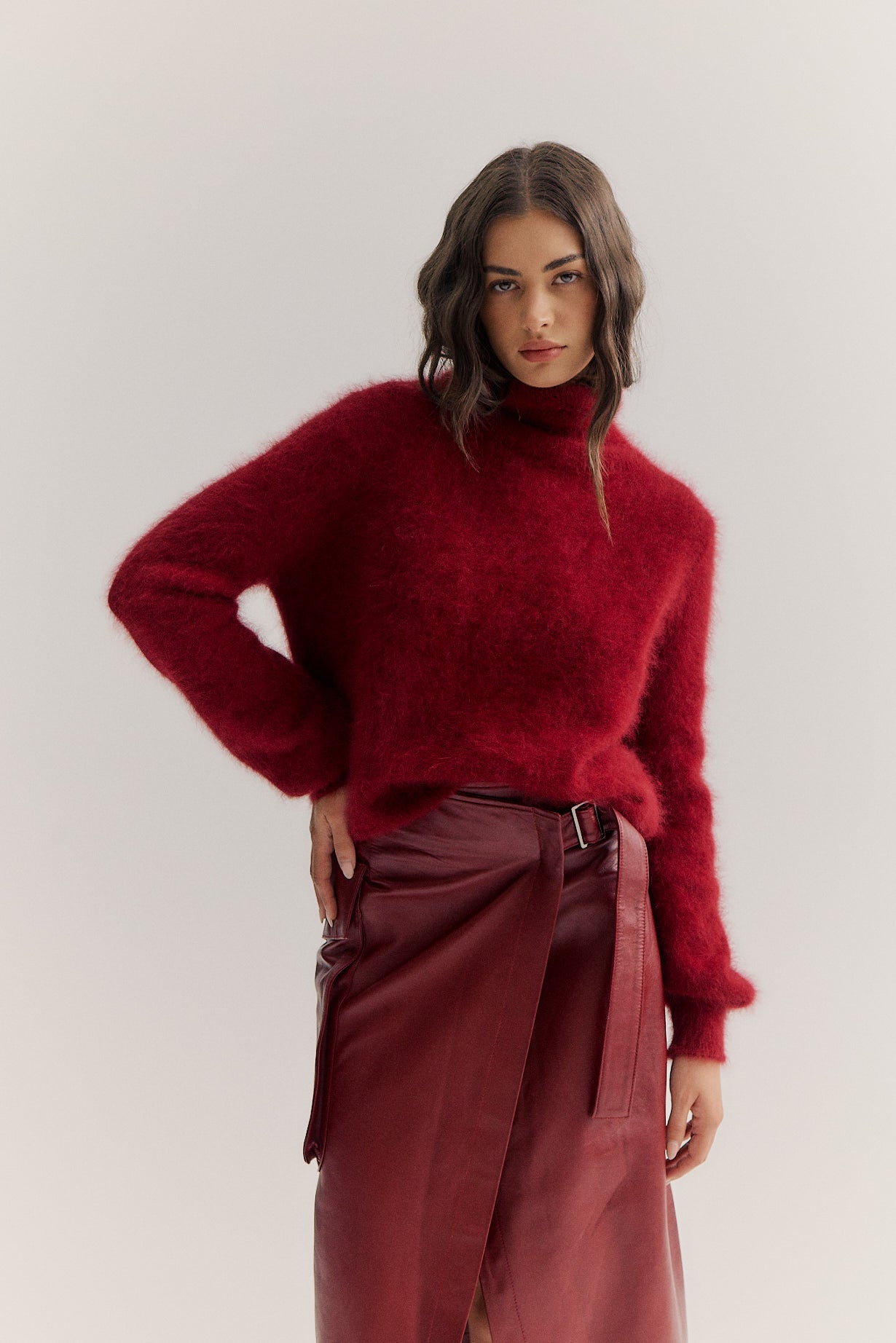 Maya Roll Neck Knit - Merlot