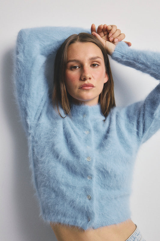 Bella Button up Cardigan - Sky