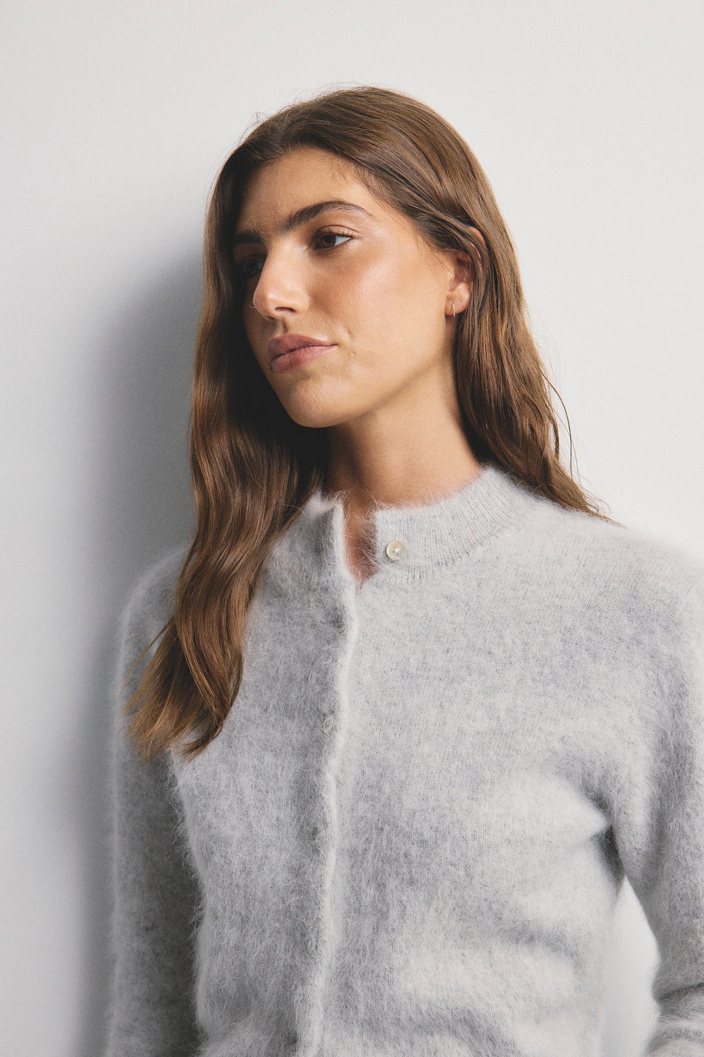 Bella Button up Cardigan - Light Grey