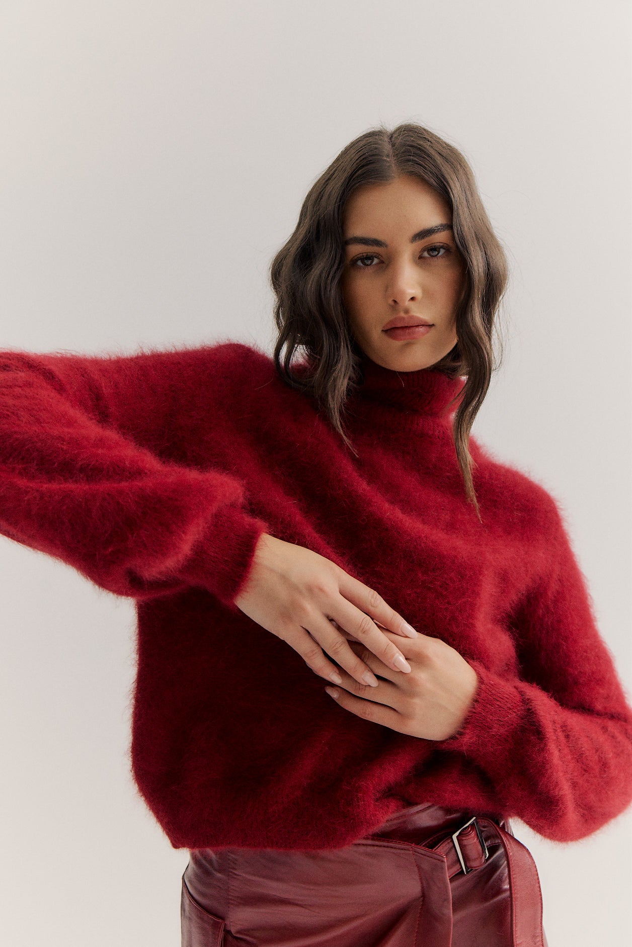 Maya Roll Neck Knit - Merlot