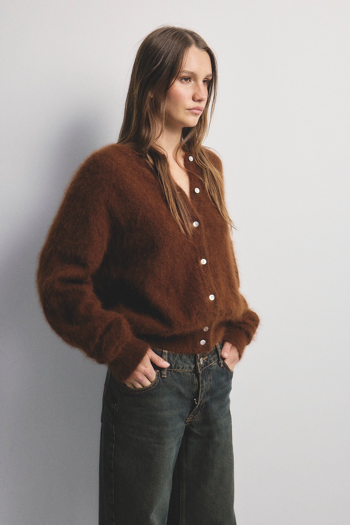 Frankie Crew Cardigan - Chocolate