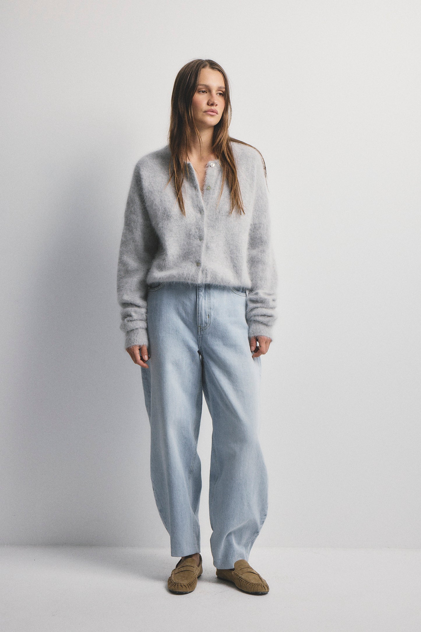 Frankie Crew Cardigan - Light Grey