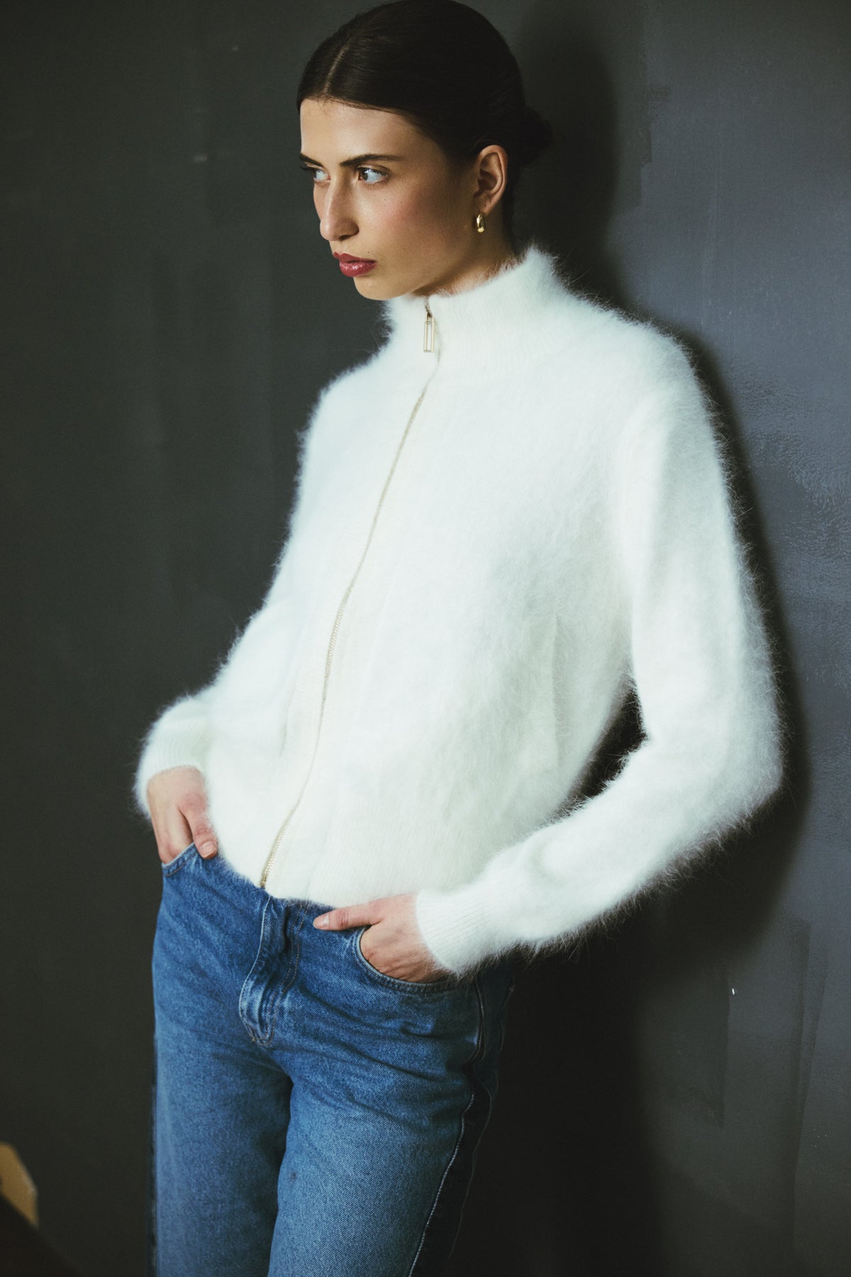 Felix Zip Cardigan - Snow