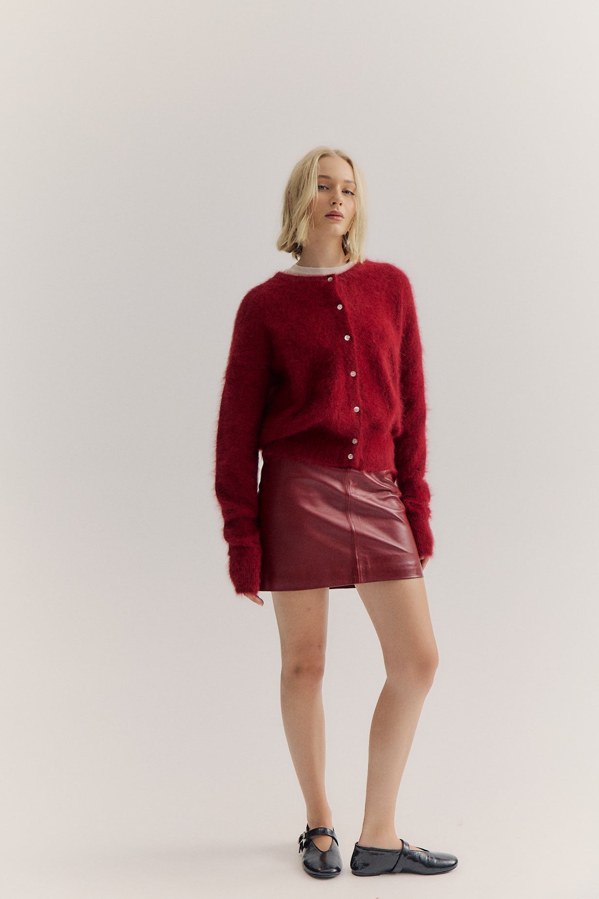 Frankie Crew Cardigan - Merlot