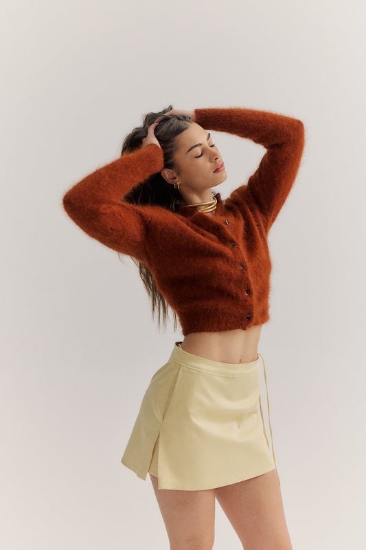 Bella Button up Cardigan - Chocolate