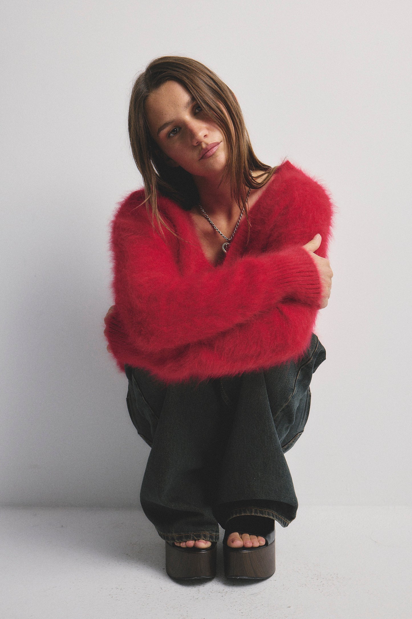 Olivia V-Neck Knit - Flame