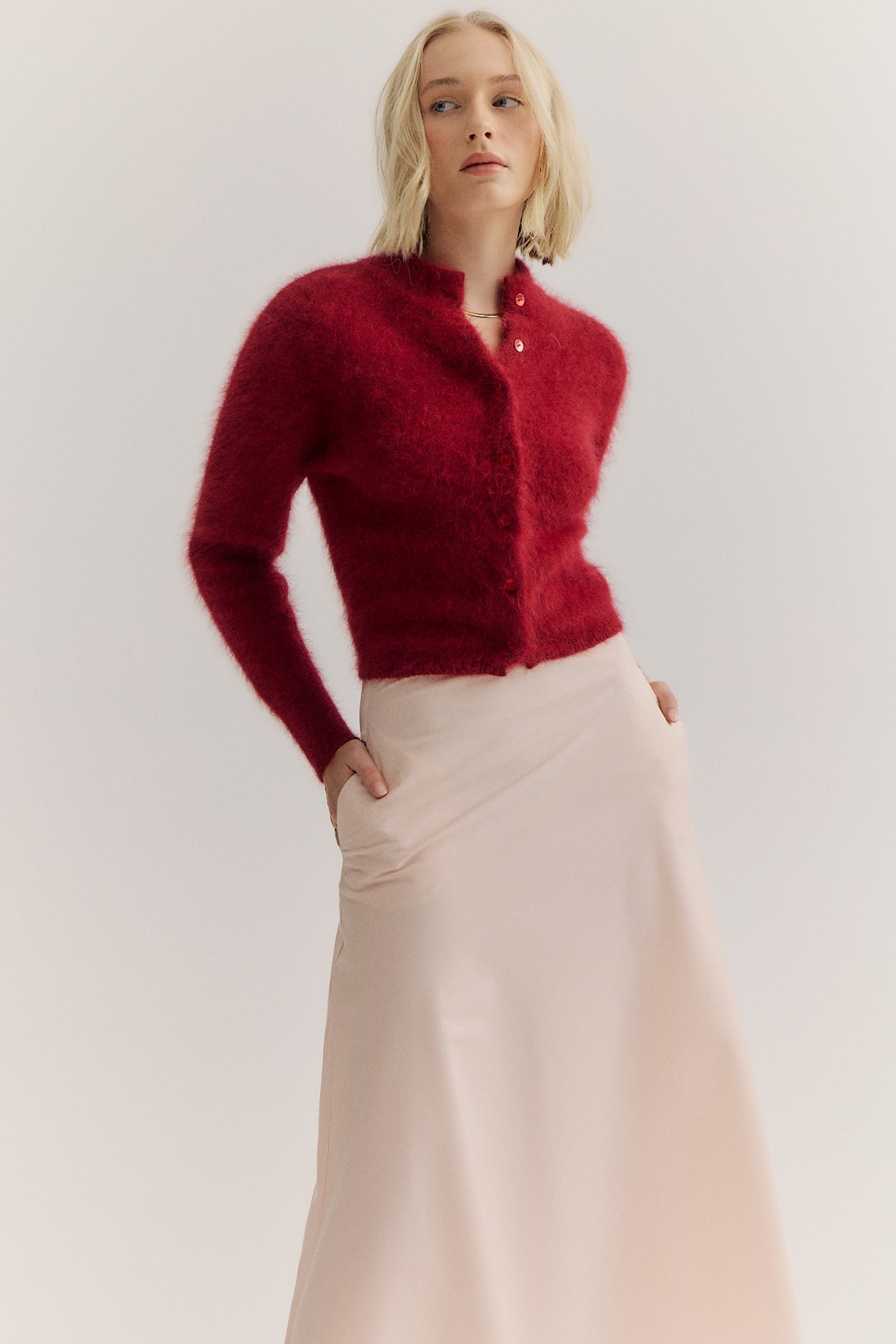 Bella Button up Cardigan - Merlot