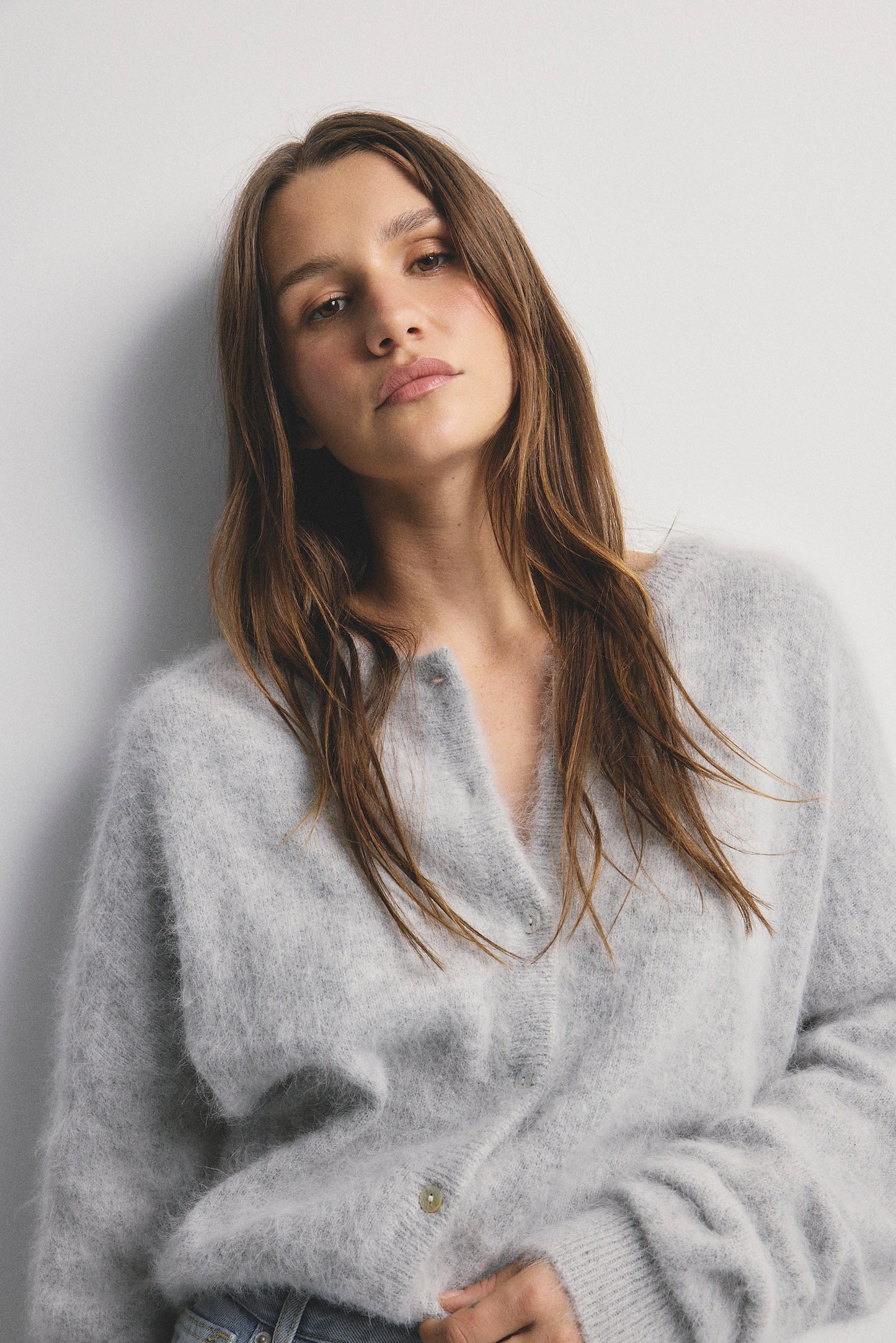 Frankie Crew Cardigan - Light Grey