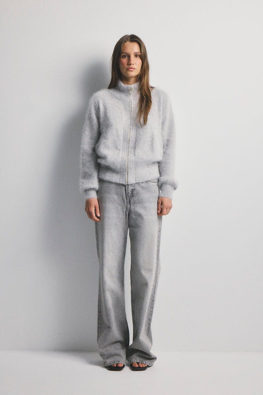 Felix Zip Cardigan - Light Grey