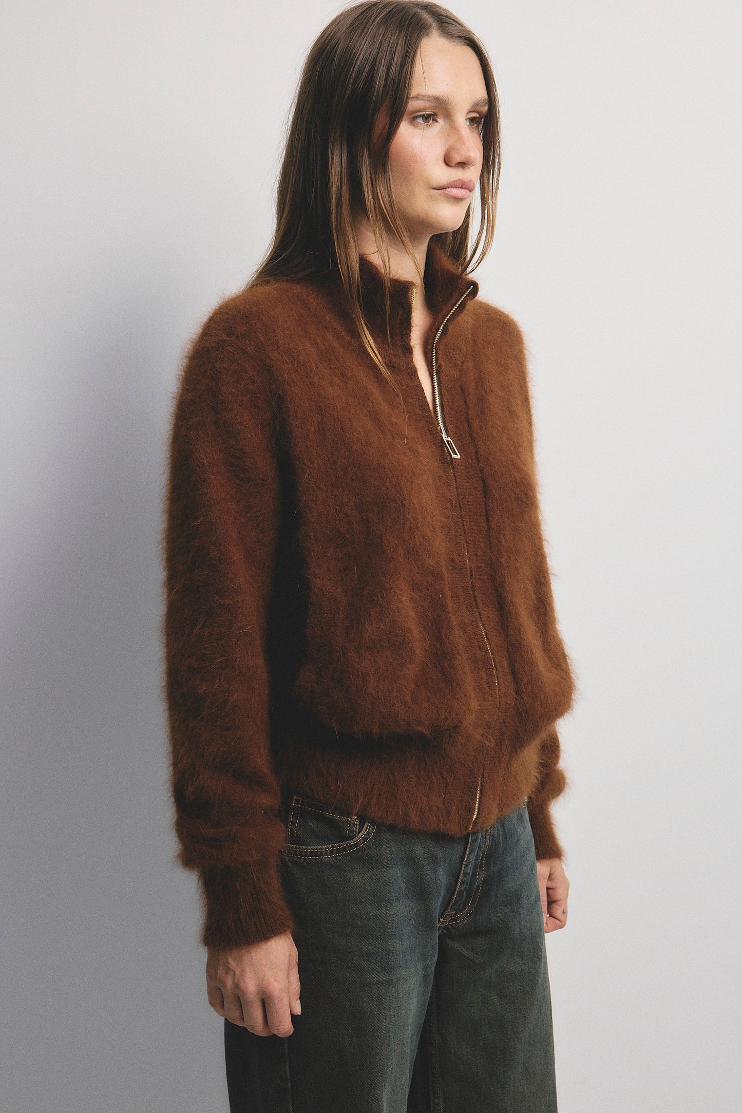Felix Zip Cardigan - Chocolate