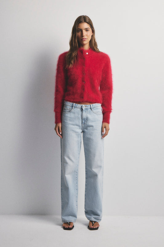 Bella Button up Cardigan - Flame